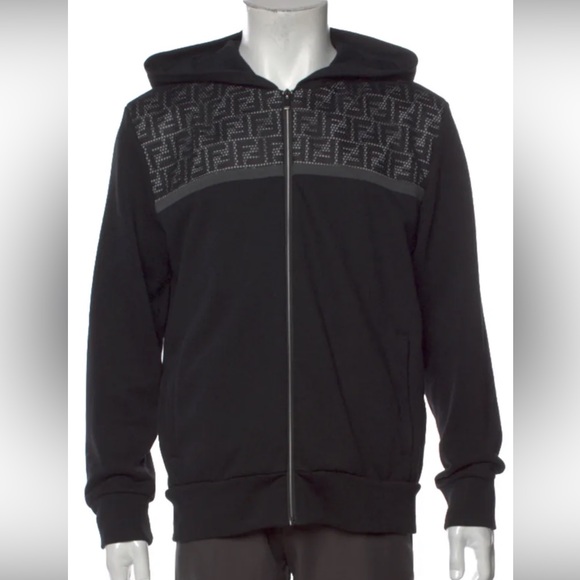 Authentic Fendi Zucca FF logo men's zip hoodie